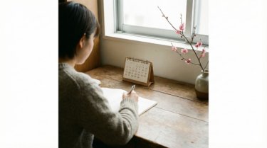 机の上のノートとペンが写る学習風景（推薦入試翌日の勉強を続ける大切さ）